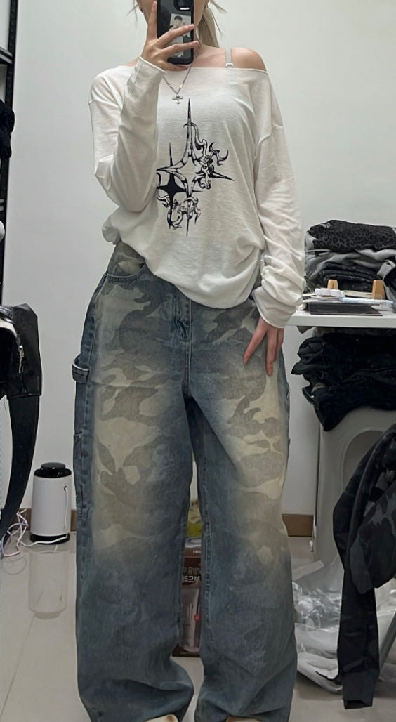 Blue camo cargo pants