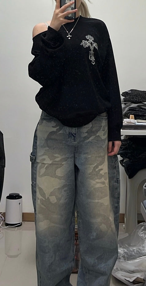 Crossed paths off-shoulder hoodie✝️