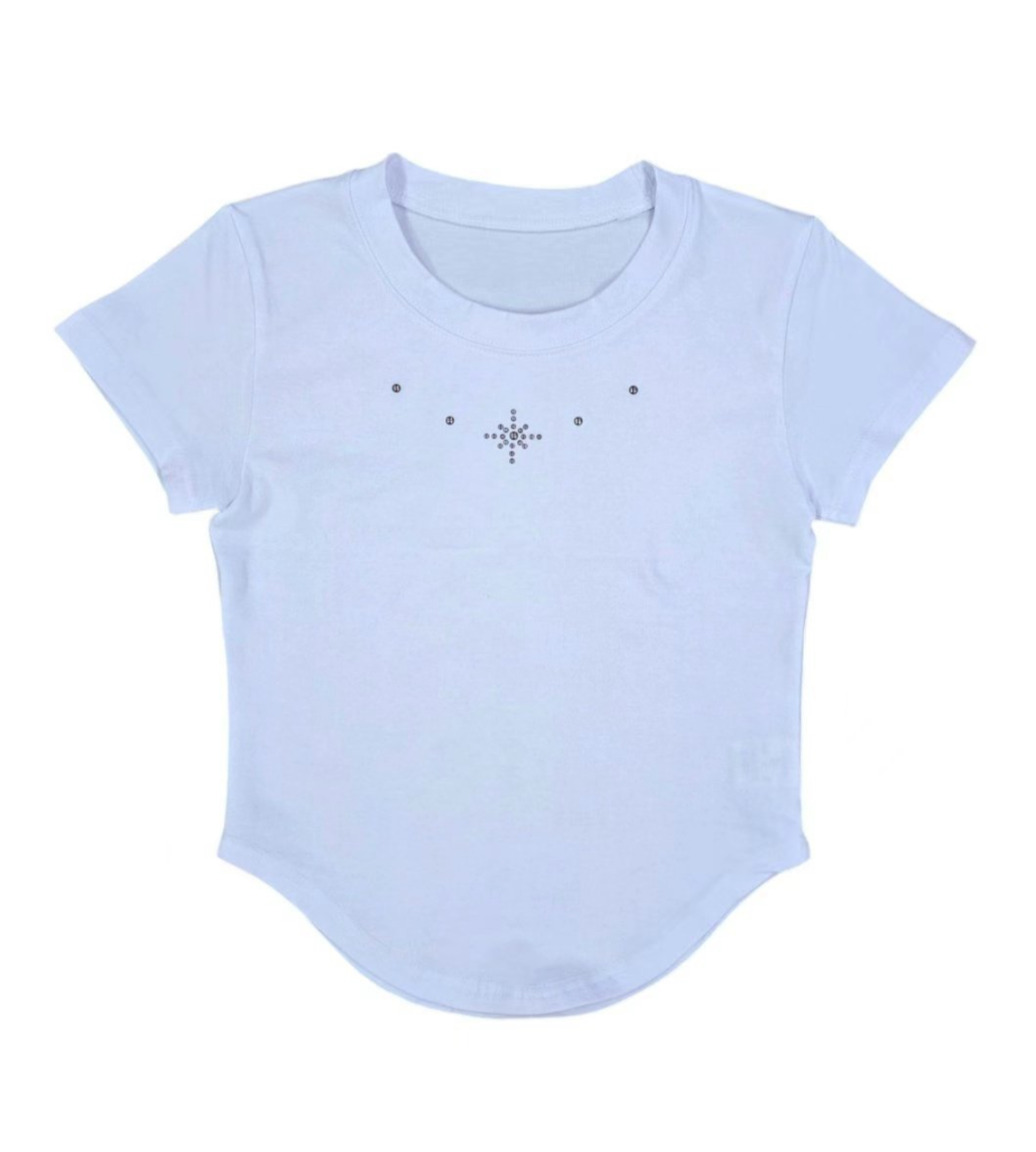 White silver studs crop top