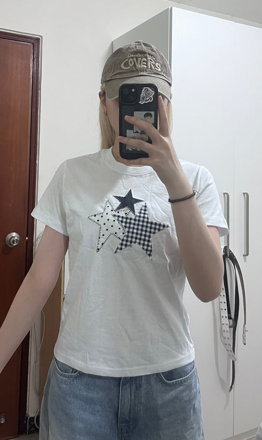 刺繡星星短tee⭐️