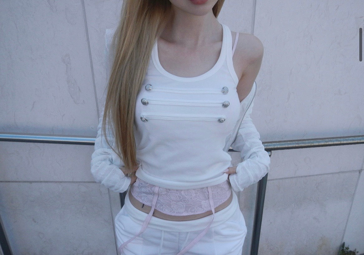 Napoleonic-style button-front camisole
