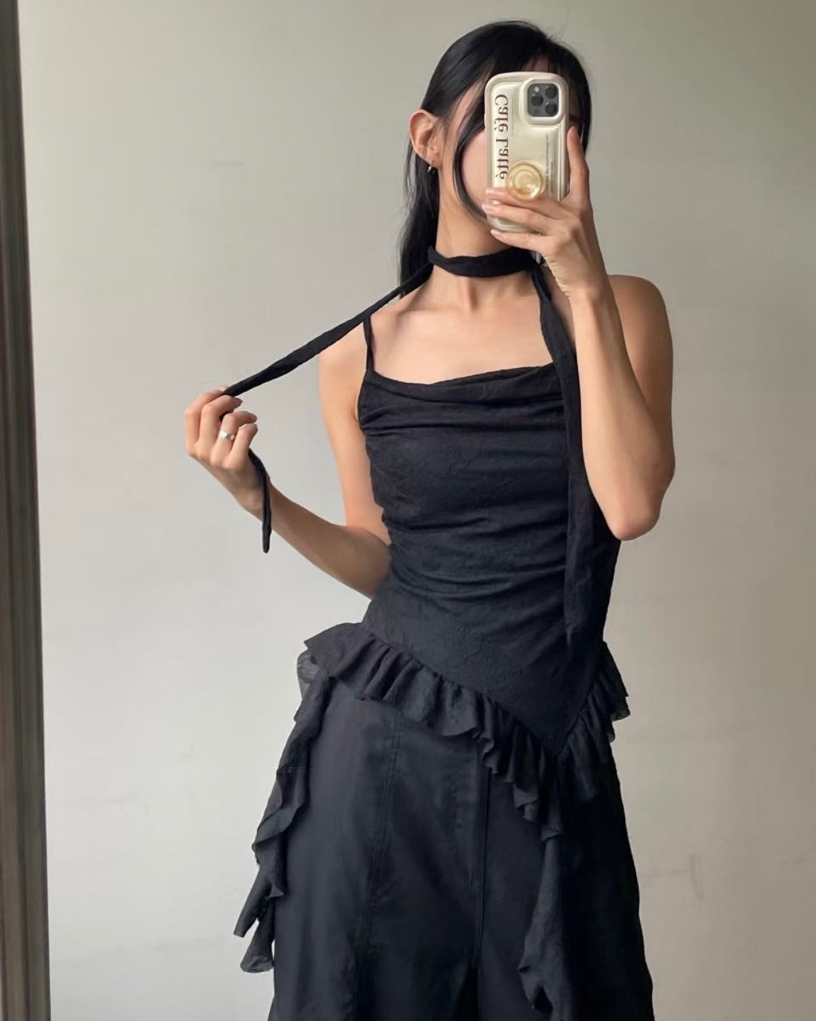 Lace-up layered camisole🐾
