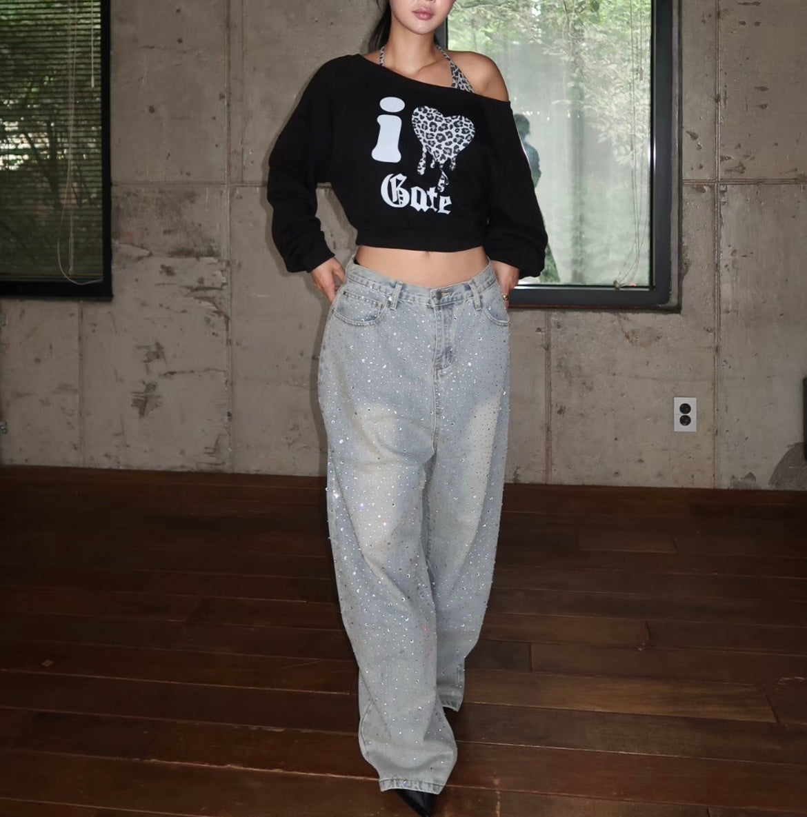 Leopard love urban chic crop hoodie
