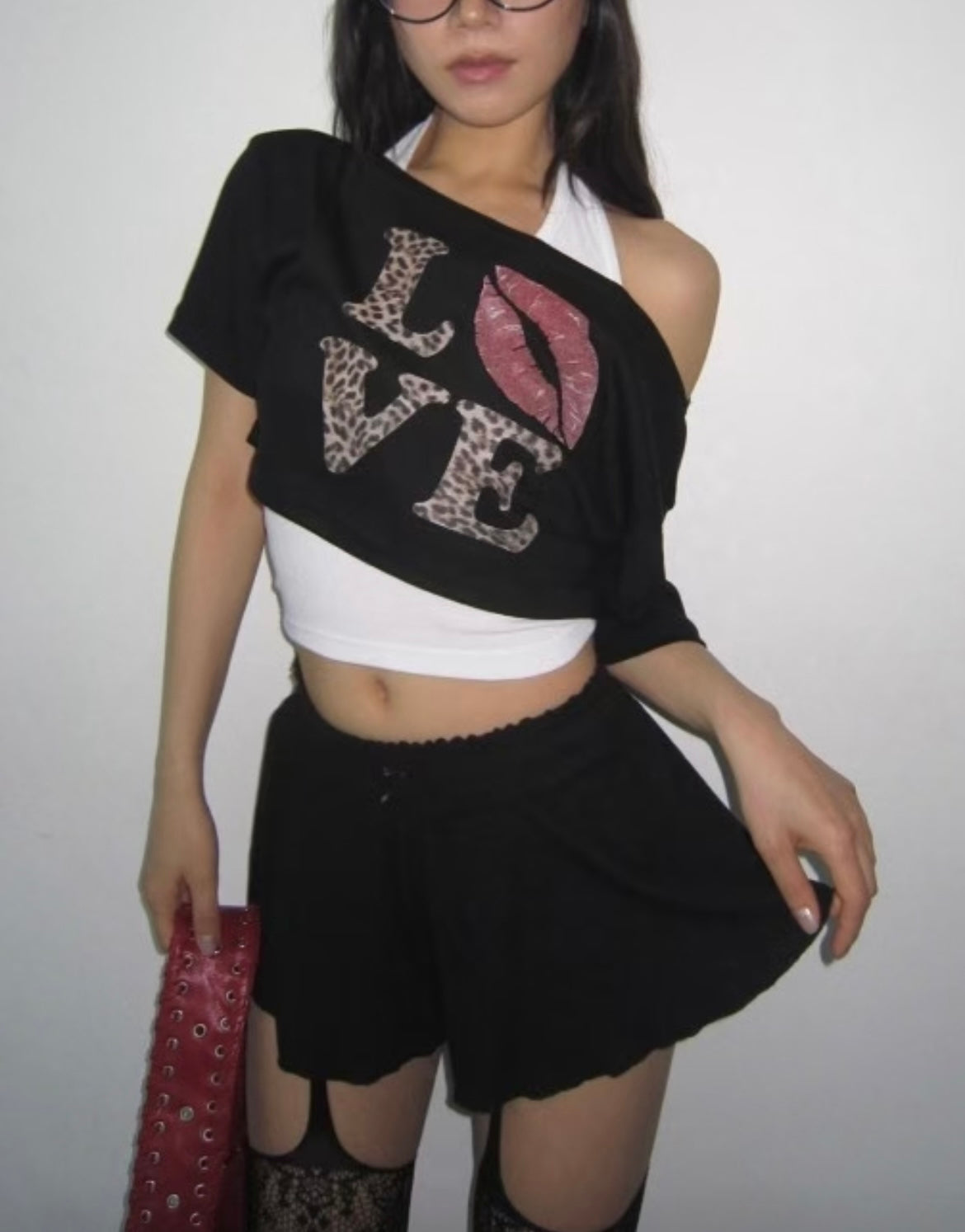 Leopard kiss cropped tee💋