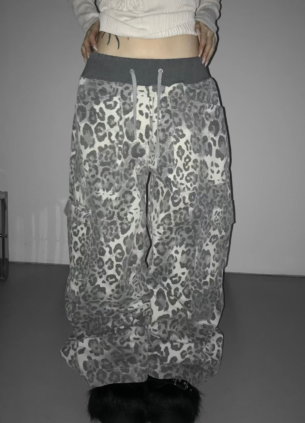 Leopard print cargo pants