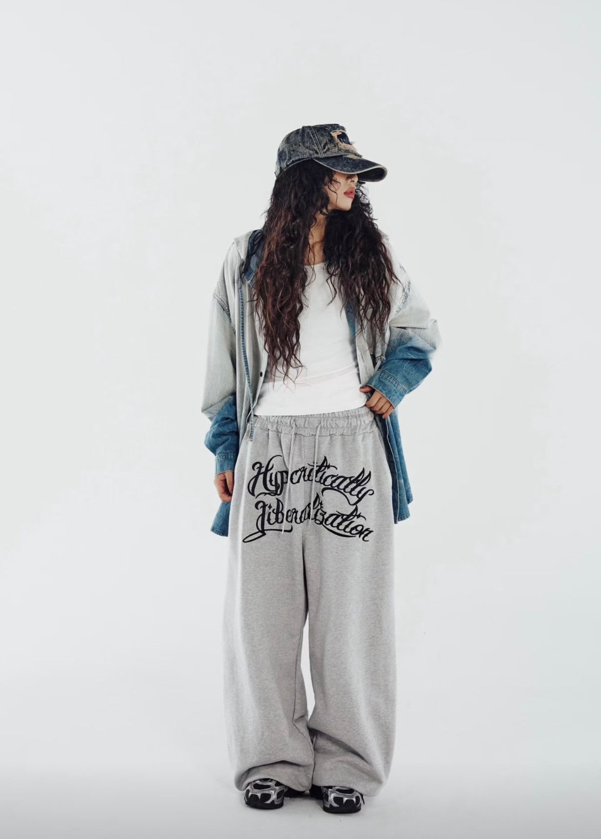 Embroidered cotton sweatpants