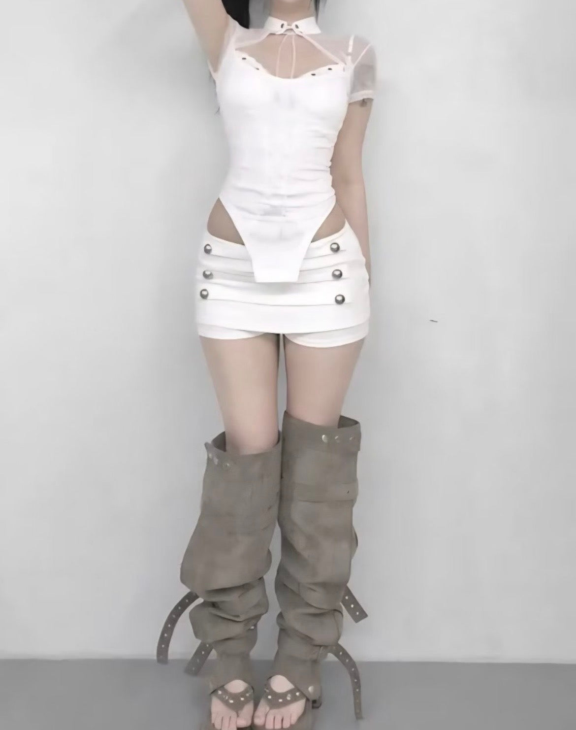 Napoleon-style studded skort