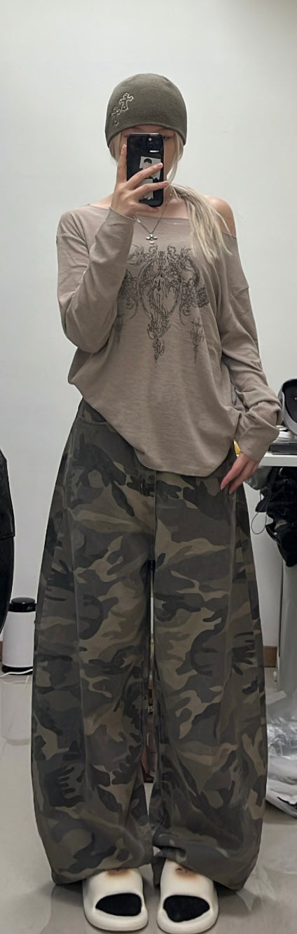 Camo chill baggy pants🕶️