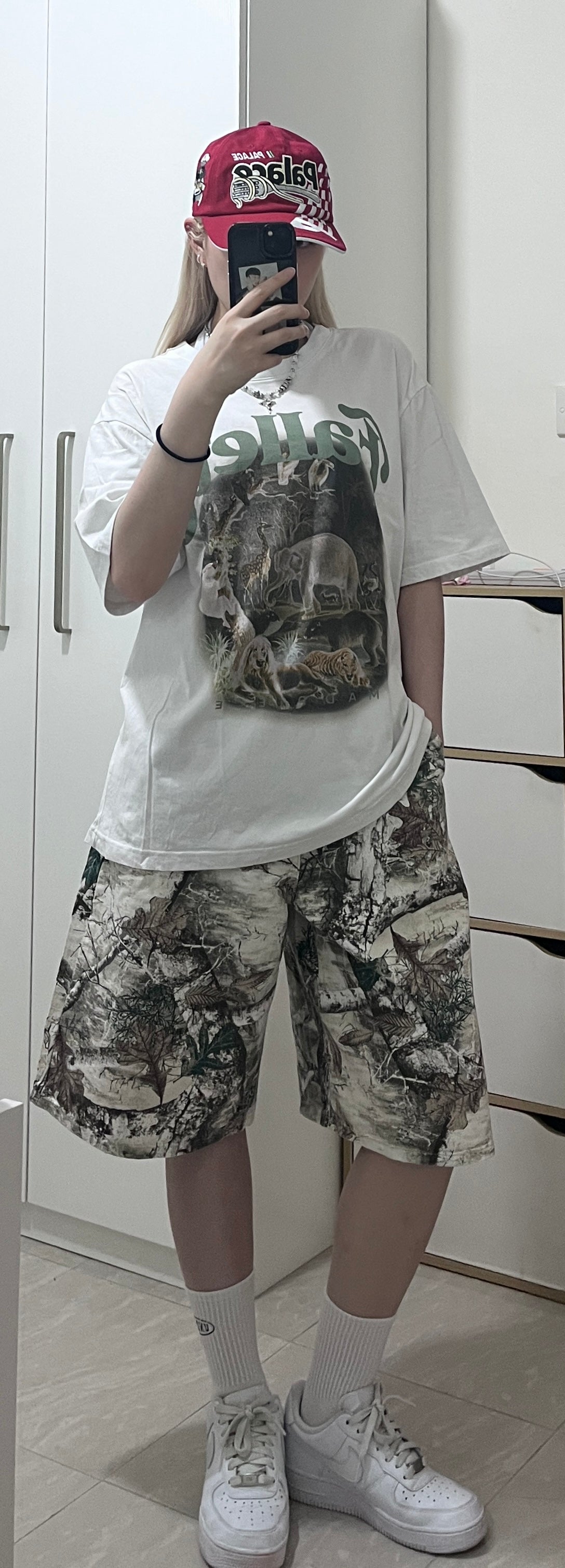 Branch camouflage denim shorts🪾