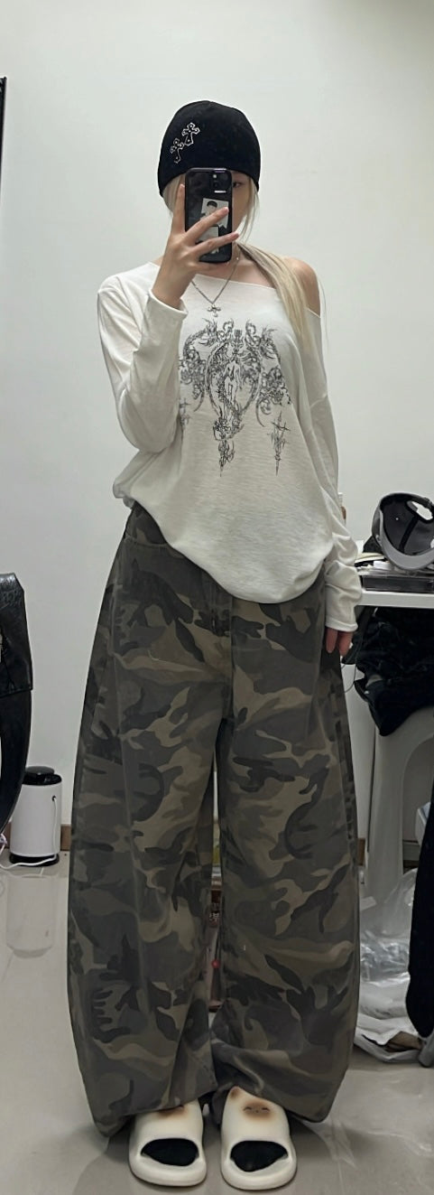 Camo chill baggy pants🕶️