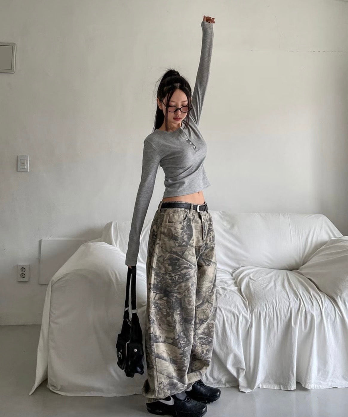 Midnight camouflage baggy pants