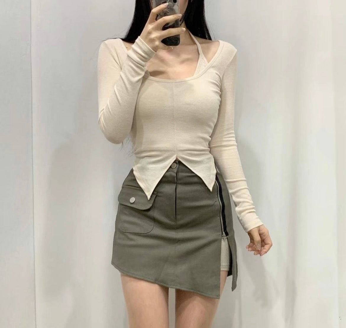 Pearl edge layered long sleeve
