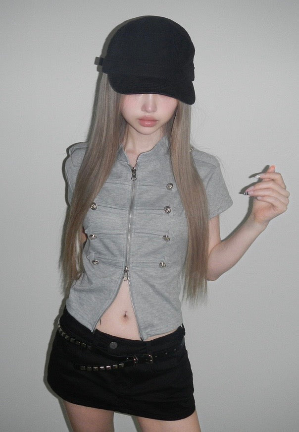 Napoleonic-style military zip-up top
