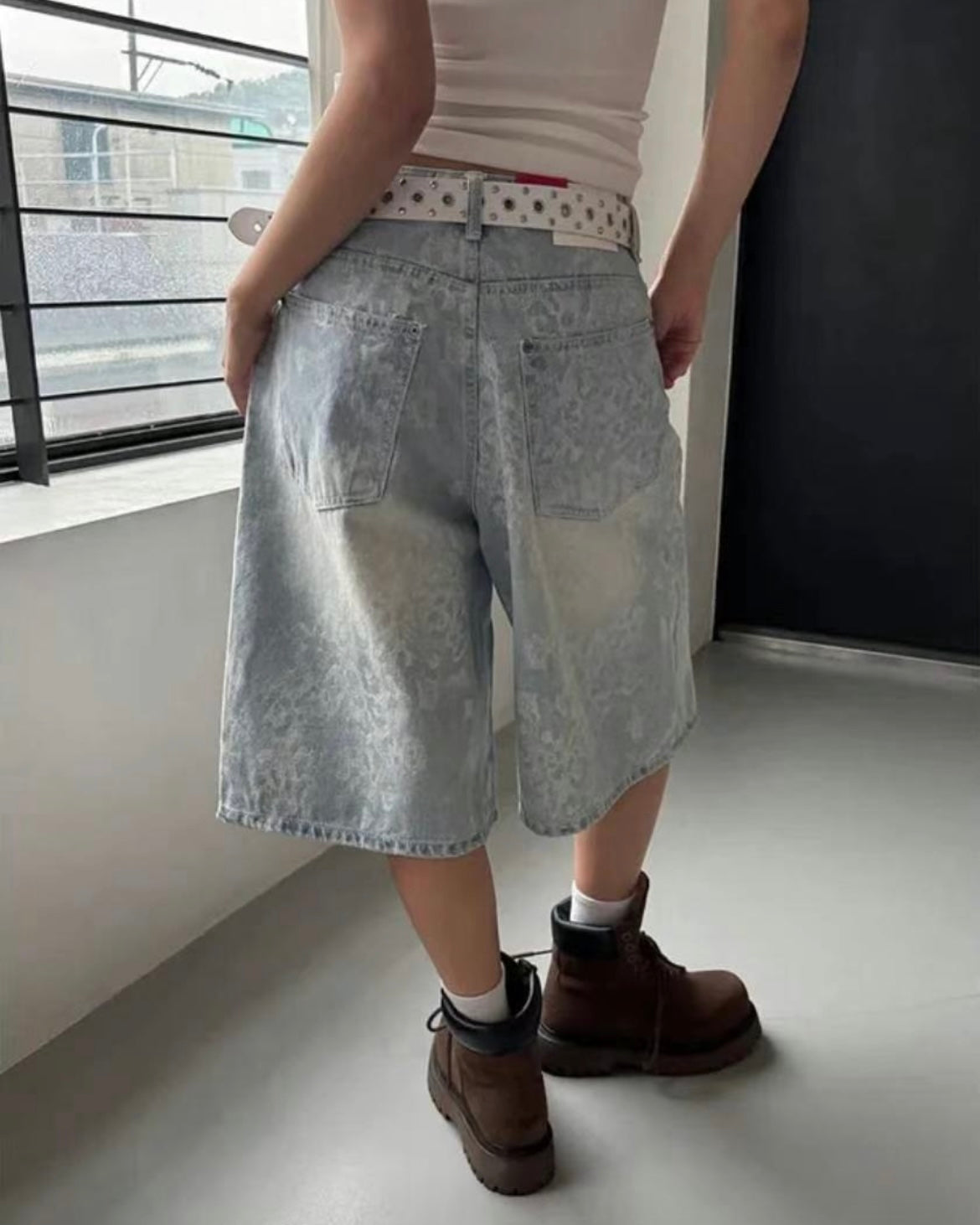 Ombre leopard denim shorts🦋