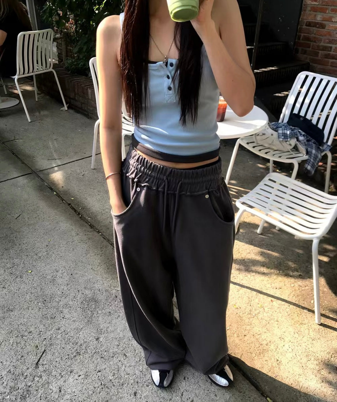 Premium drop-crotch cuffed sweatpants