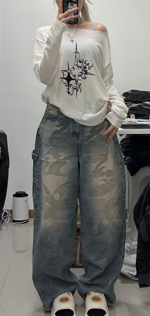 Blue camo cargo pants