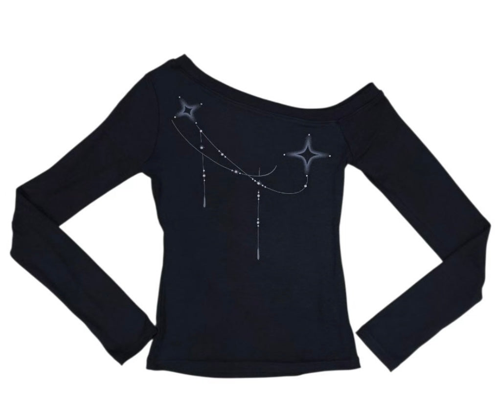 Celestial glow off-shoulder top