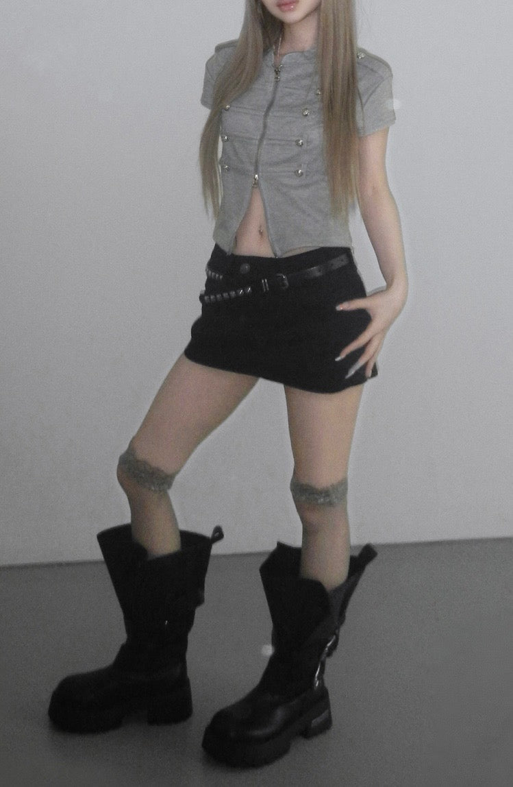 Napoleonic-style military zip-up top