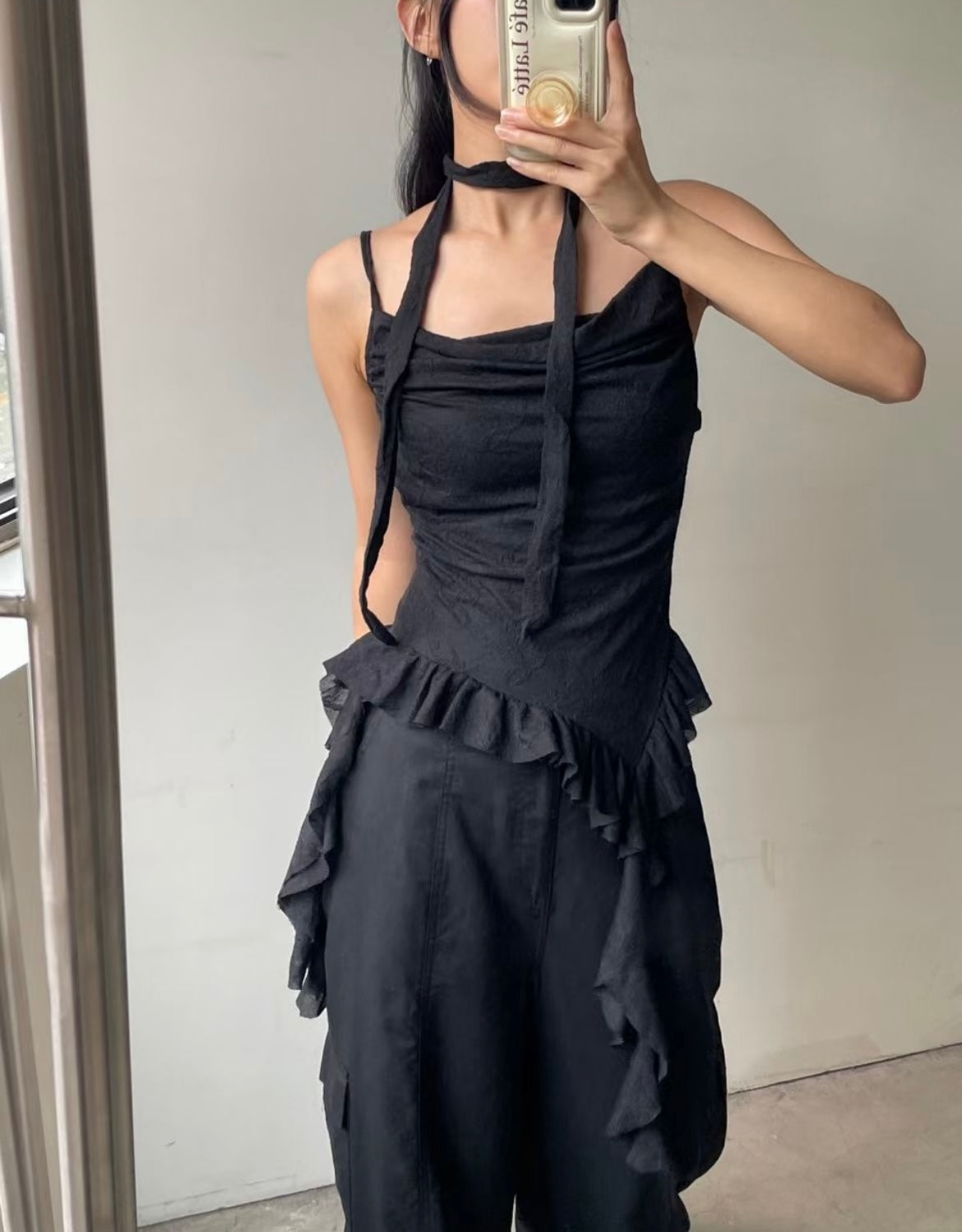 Lace-up layered camisole🐾