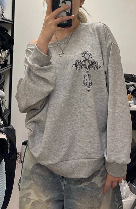 Crossed paths off-shoulder hoodie✝️