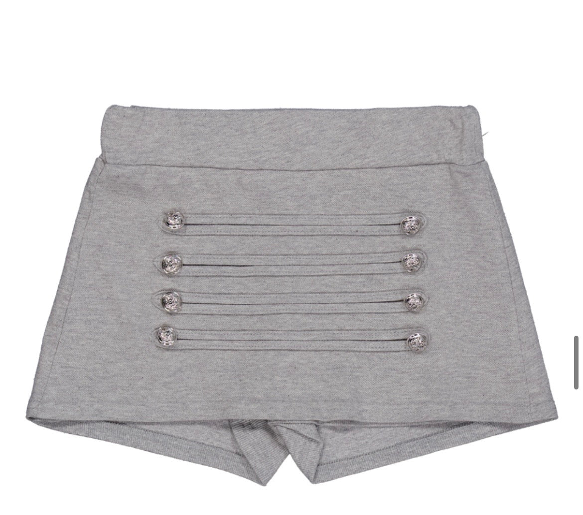 Napoleonic button mini skort set(灰色裙褲）