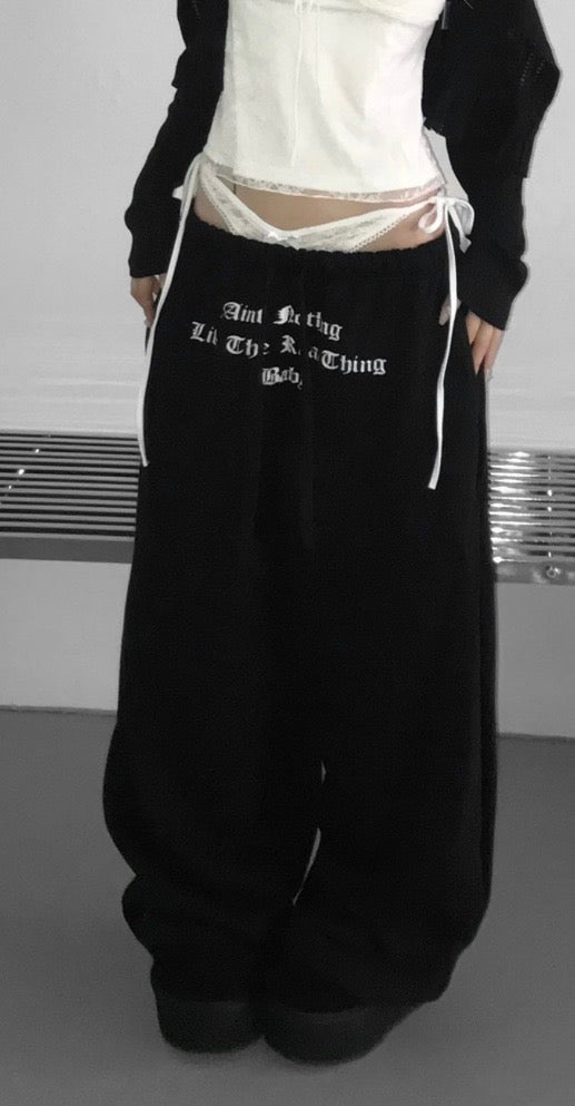 火辣辣☄️lace drawstring sweatpants✨