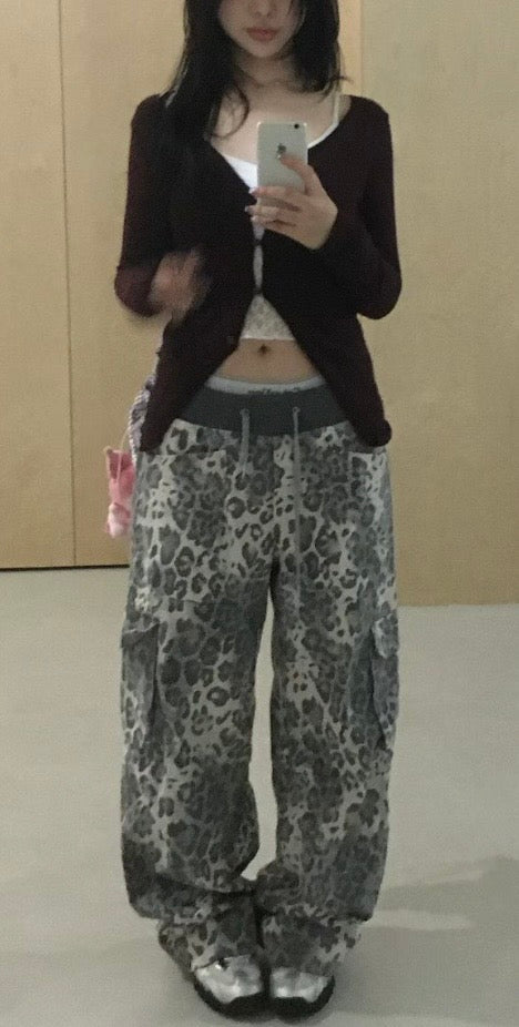 Leopard print cargo pants