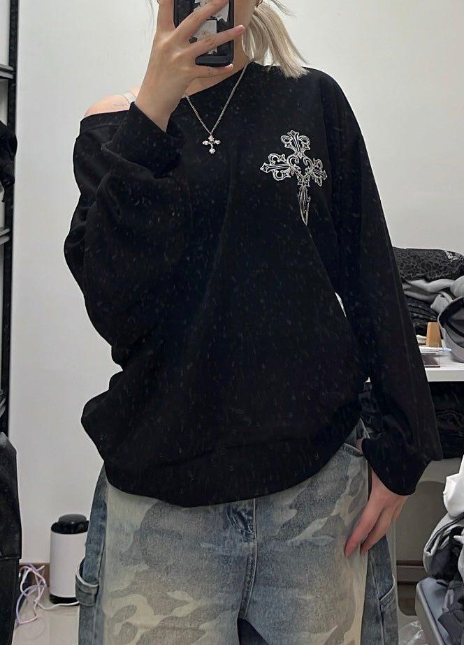 Crossed paths off-shoulder hoodie✝️