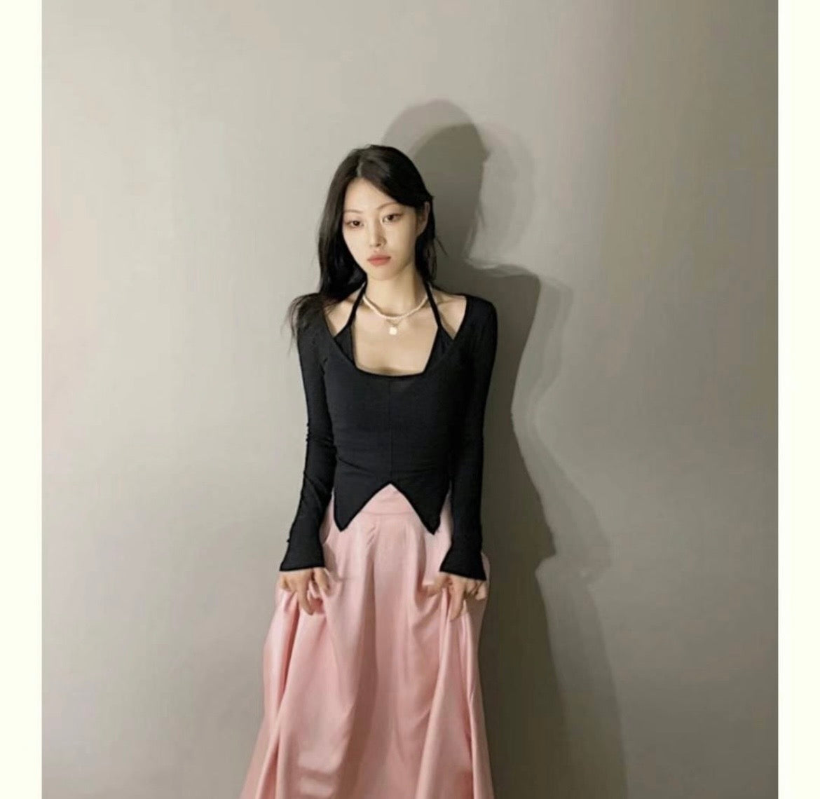 Pearl edge layered long sleeve