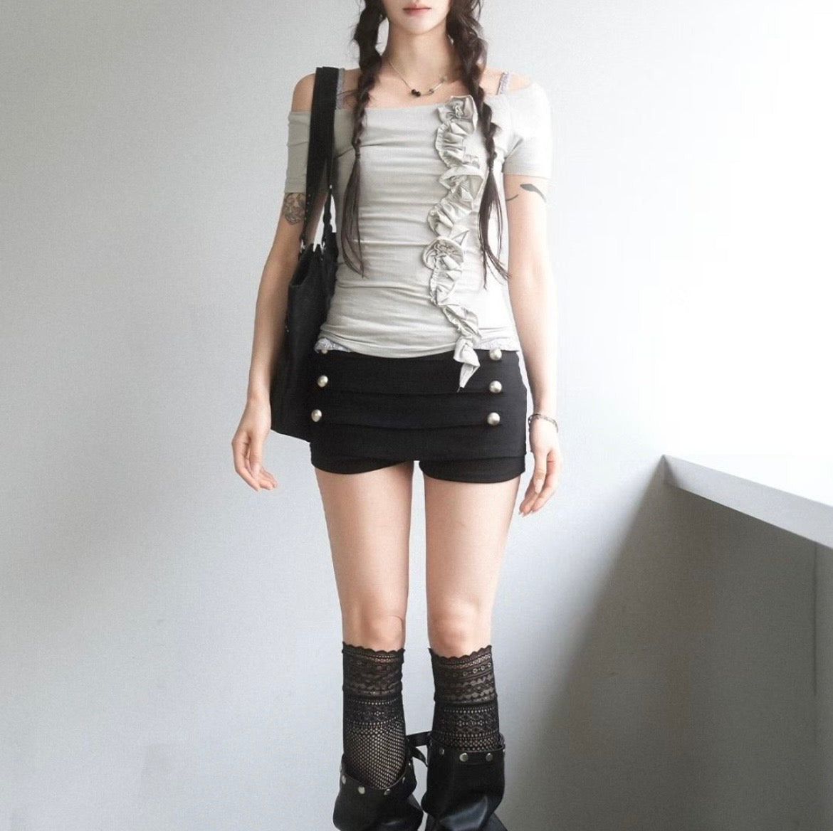Napoleon-style studded skort