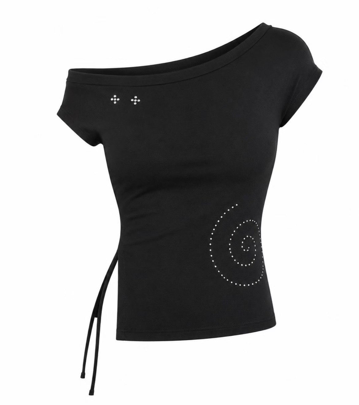 Rhinestone stud embellished fitted top