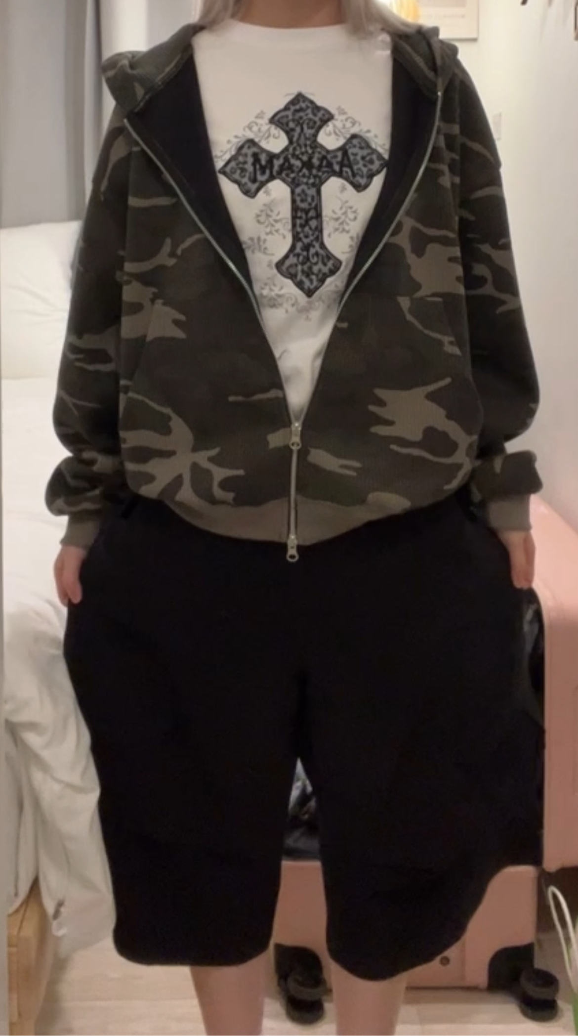 Camo zip-up hoodie🍂