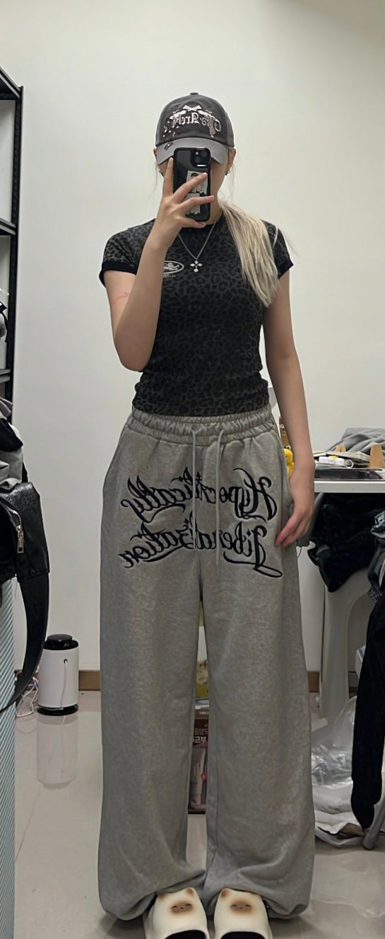 Embroidered cotton sweatpants