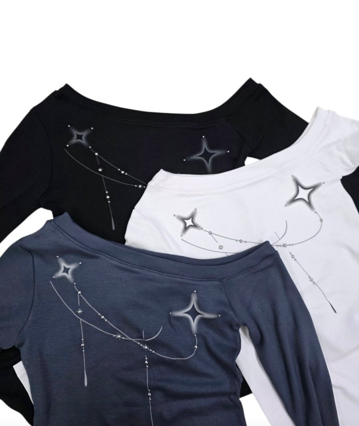 Celestial glow off-shoulder top