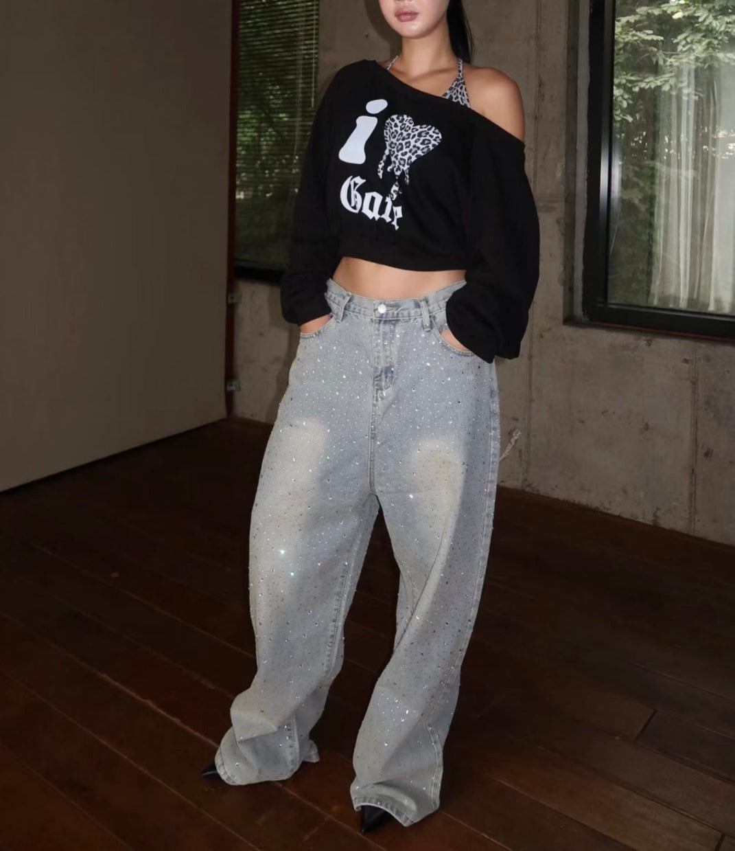 Leopard love urban chic crop hoodie