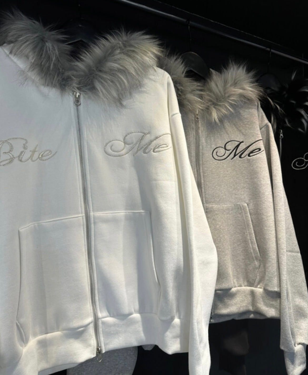Bite me fur hood zip-up