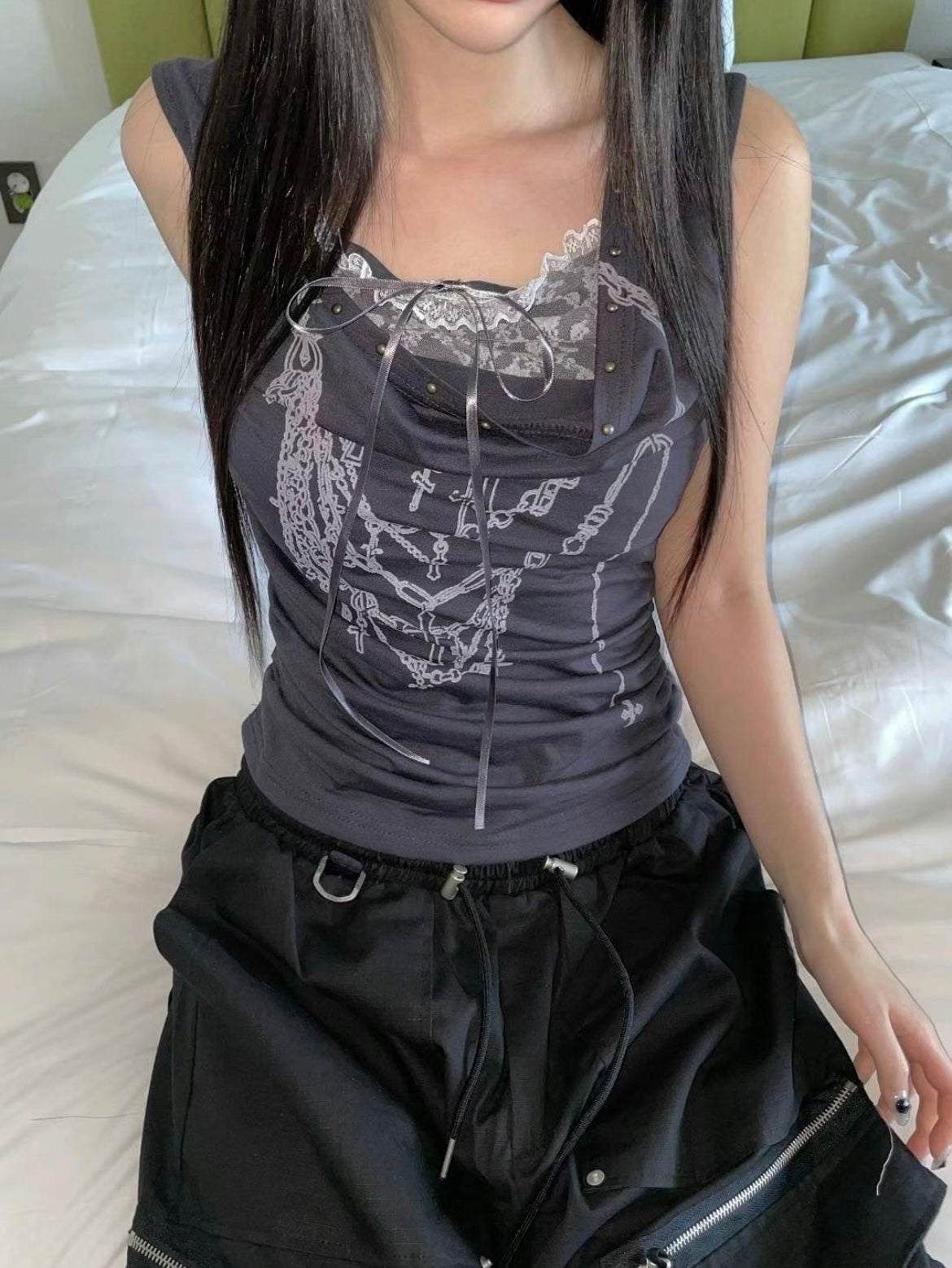 Chain ribbon sleeveless top🎀