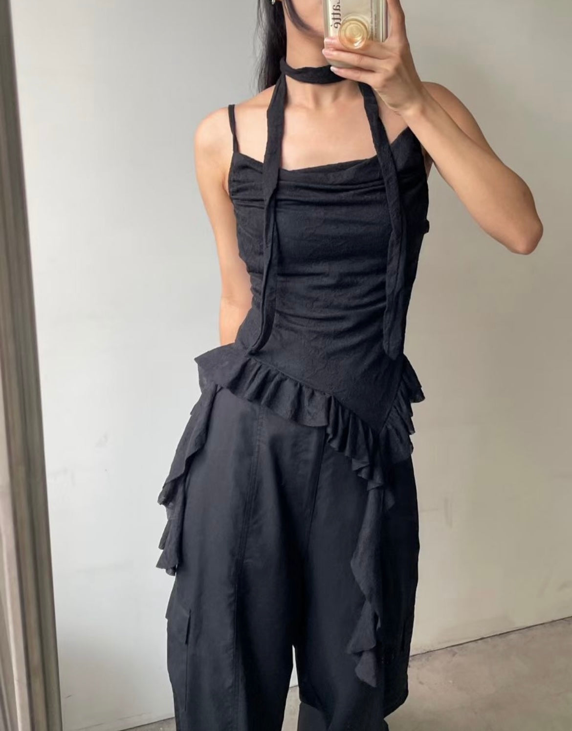 Lace-up layered camisole🐾