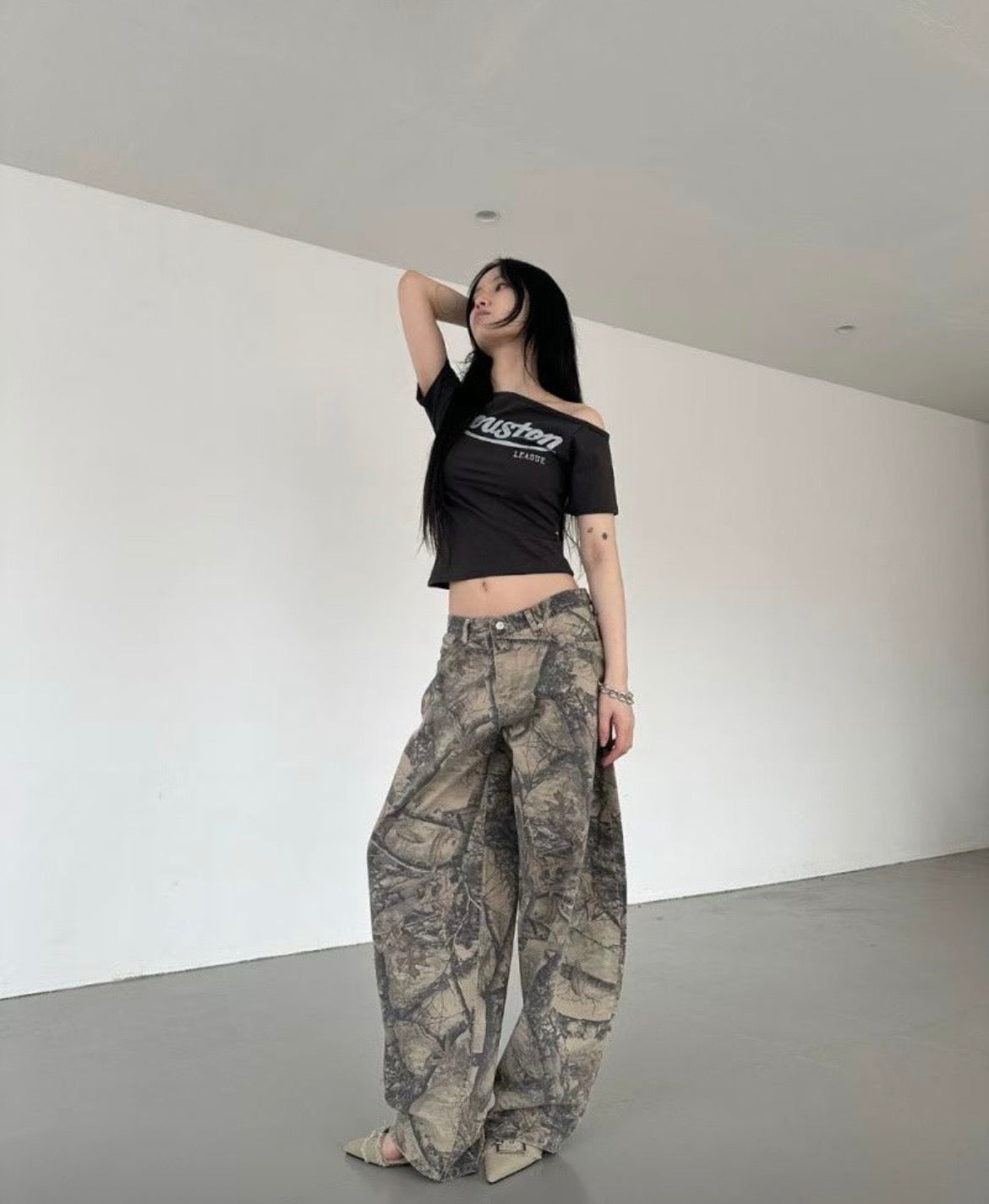 Midnight camouflage baggy pants