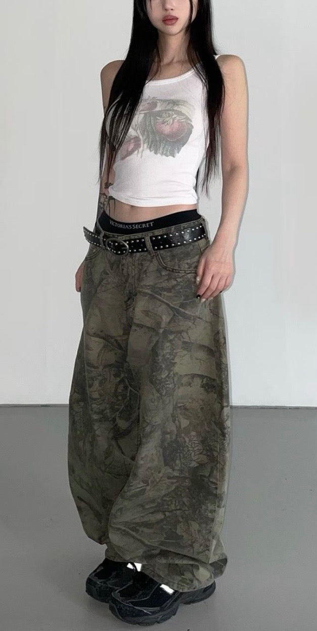 Midnight camouflage baggy pants