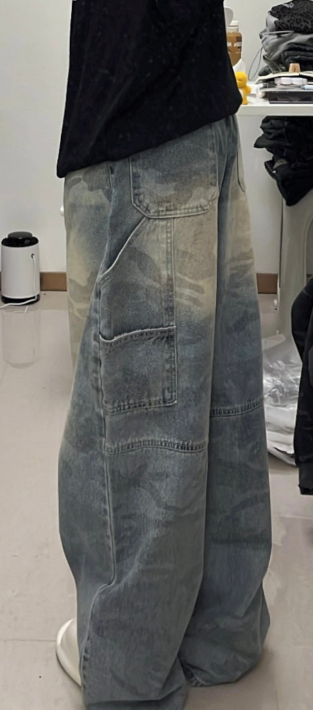 Blue camo cargo pants