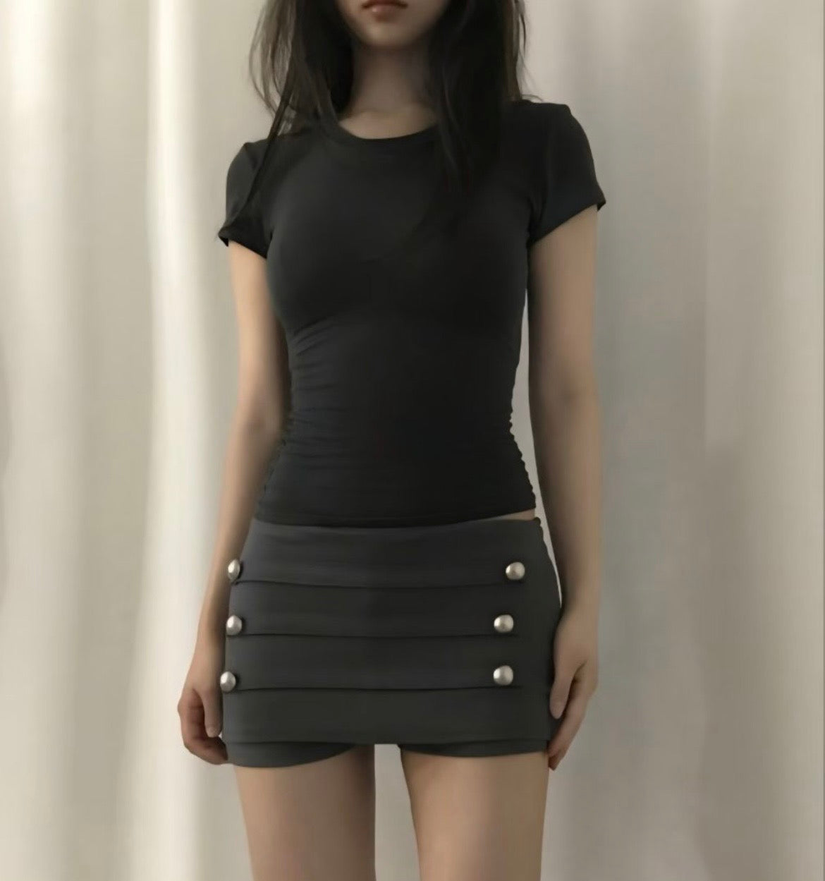 Napoleon-style studded skort