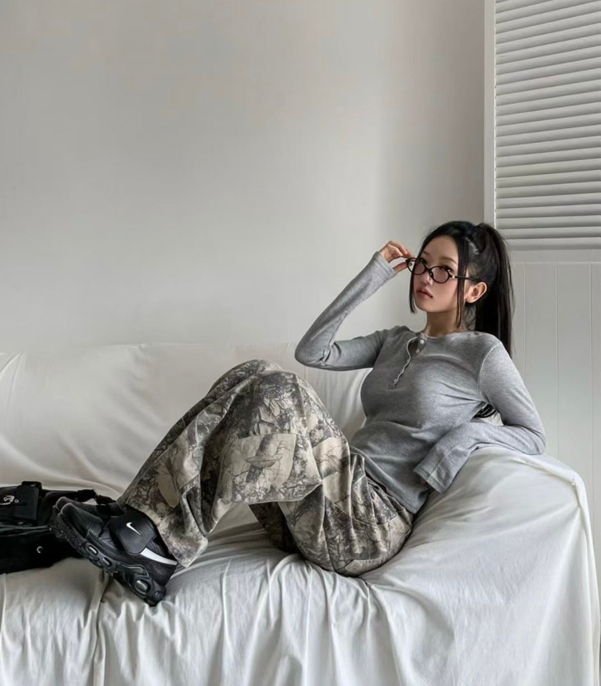 Midnight camouflage baggy pants