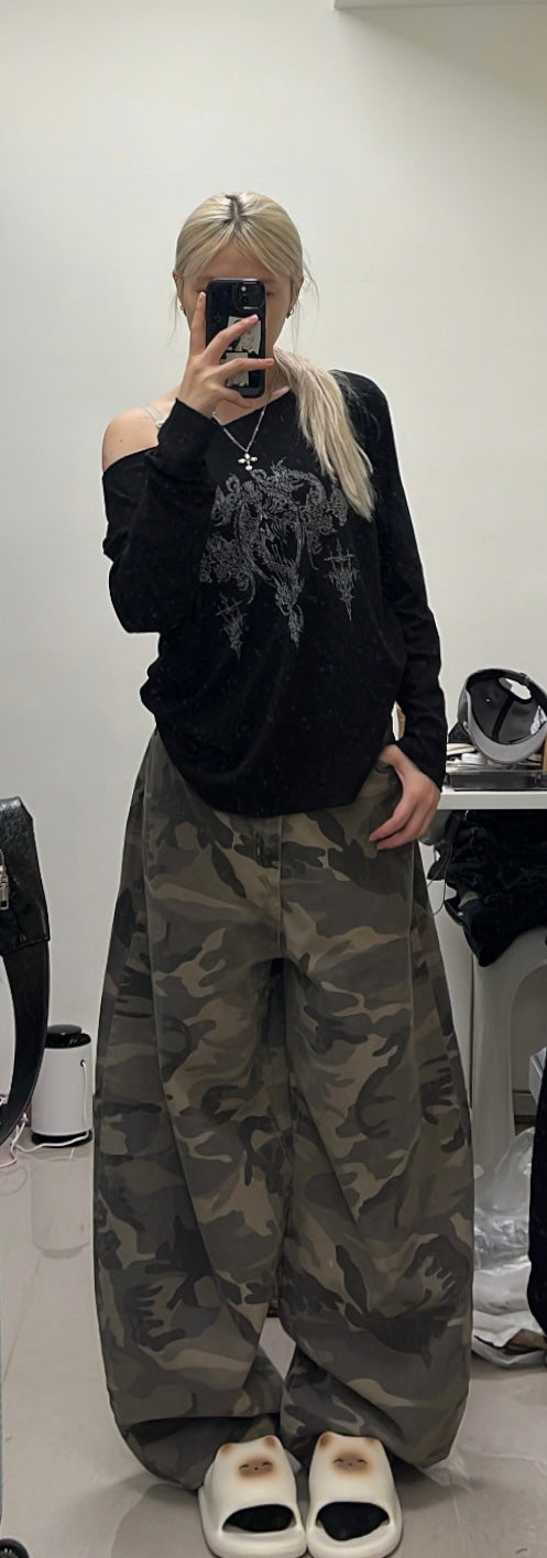 Camo chill baggy pants🕶️