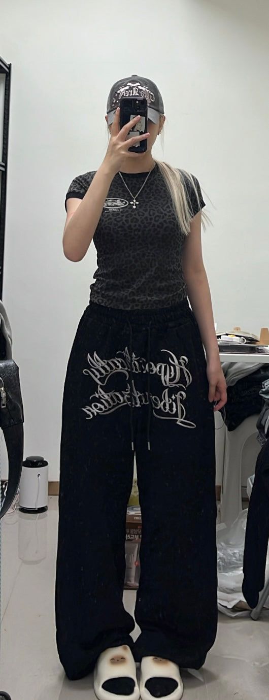 Embroidered cotton sweatpants