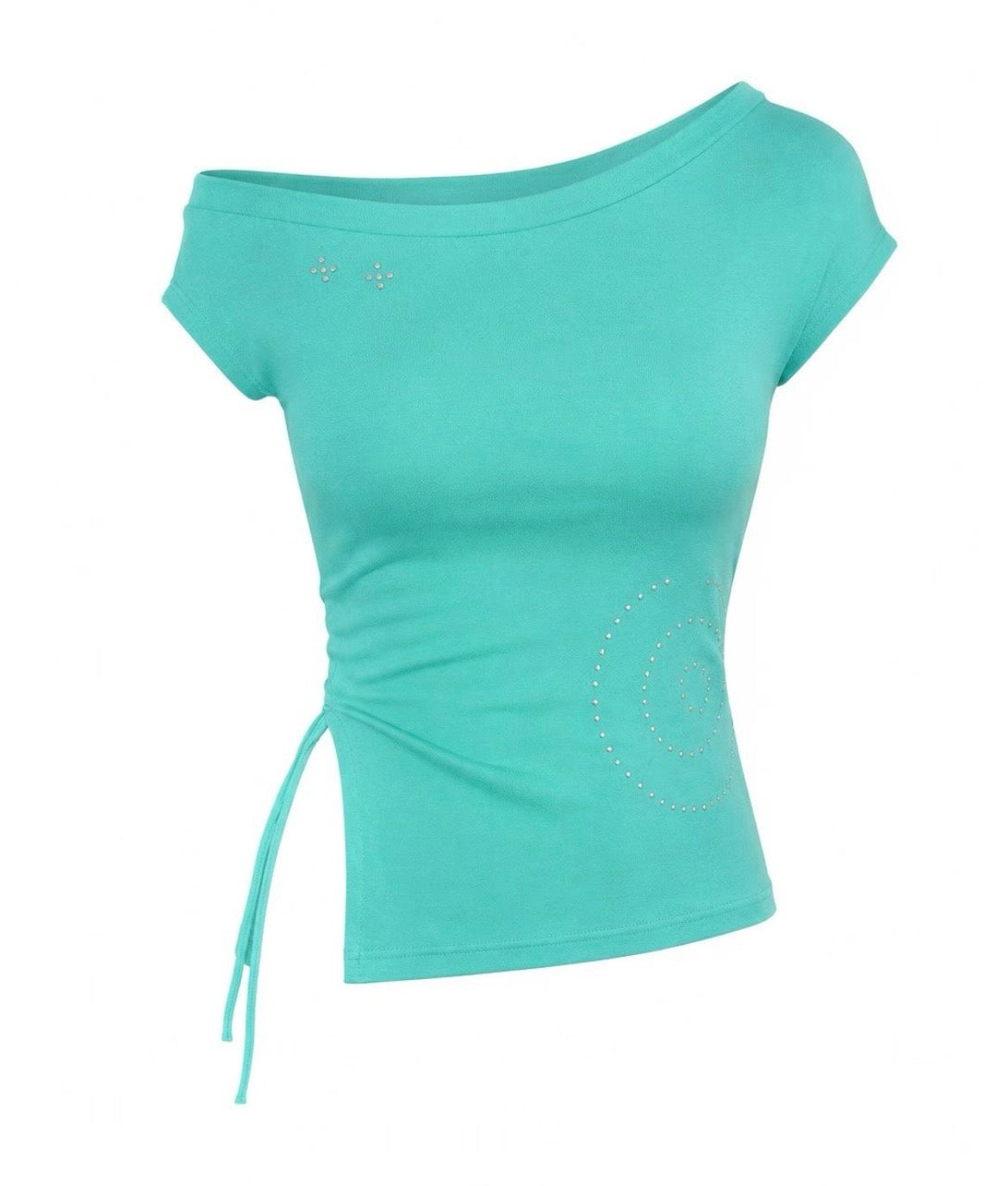 Rhinestone stud embellished fitted top