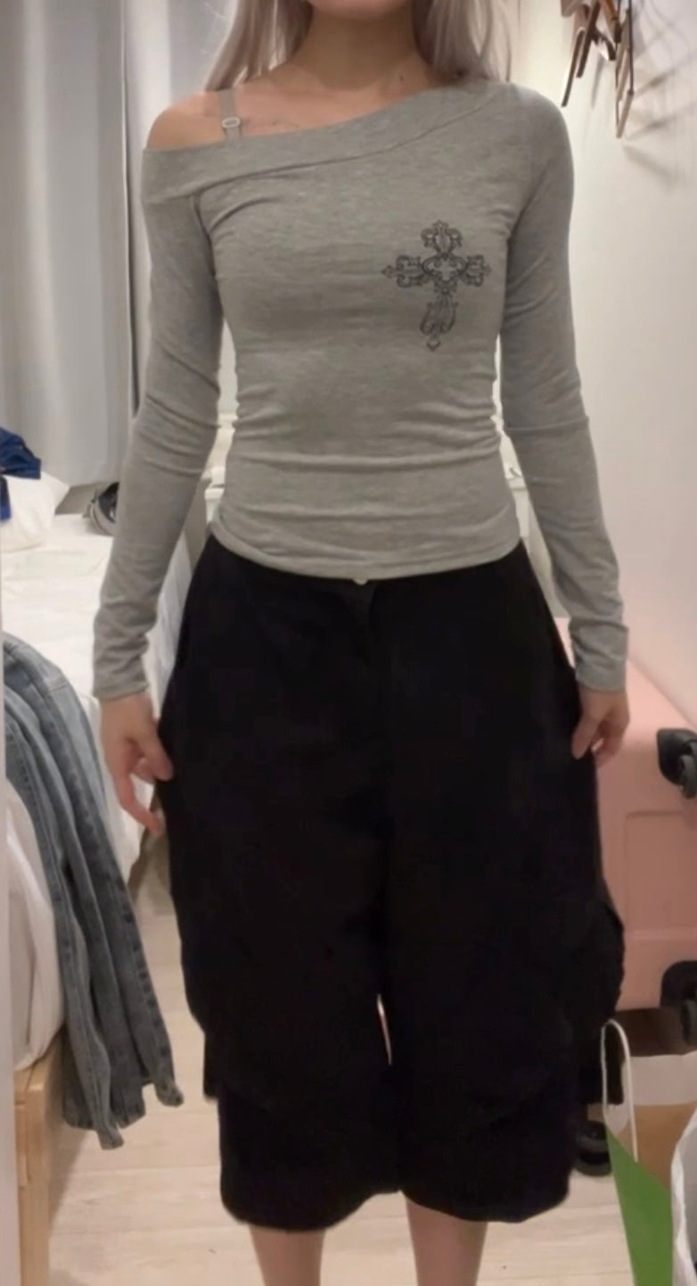 Cross fitted off-shoulder top