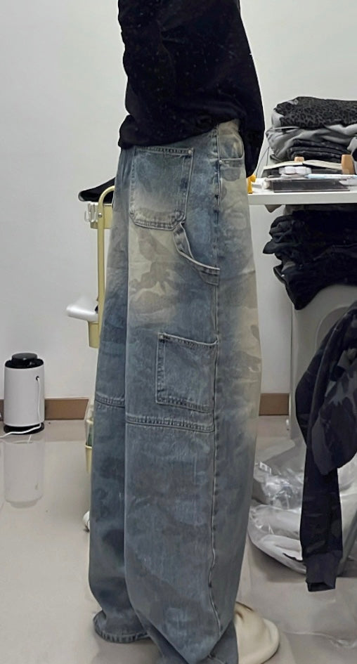 Blue camo cargo pants