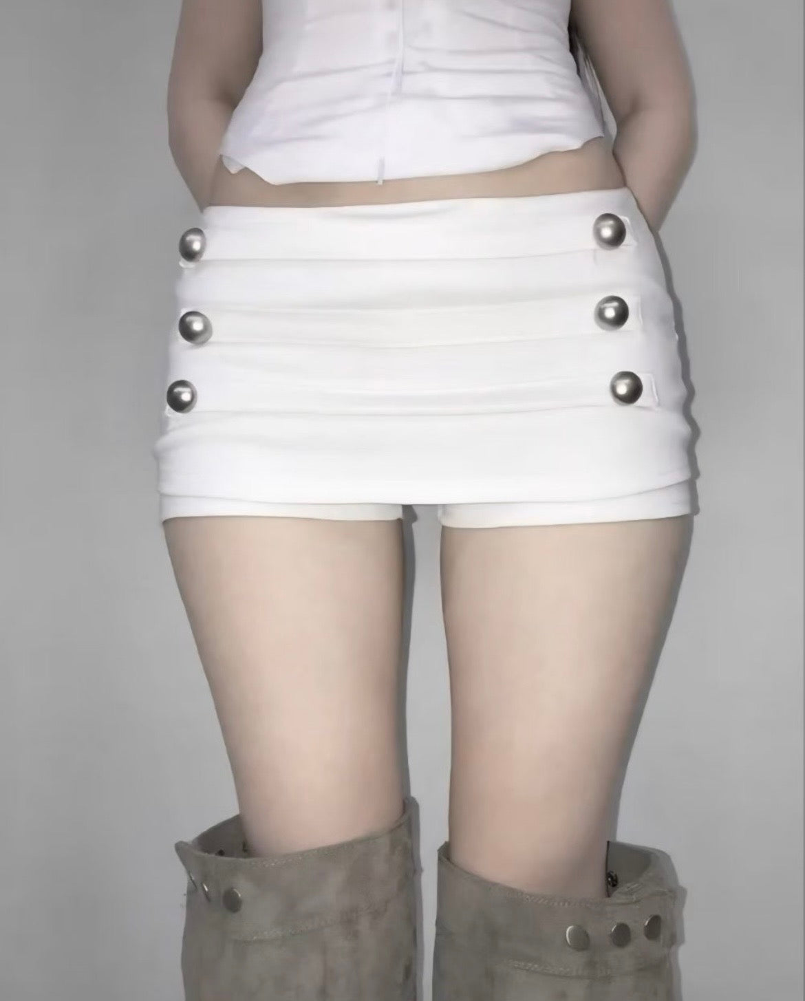 Napoleon-style studded skort