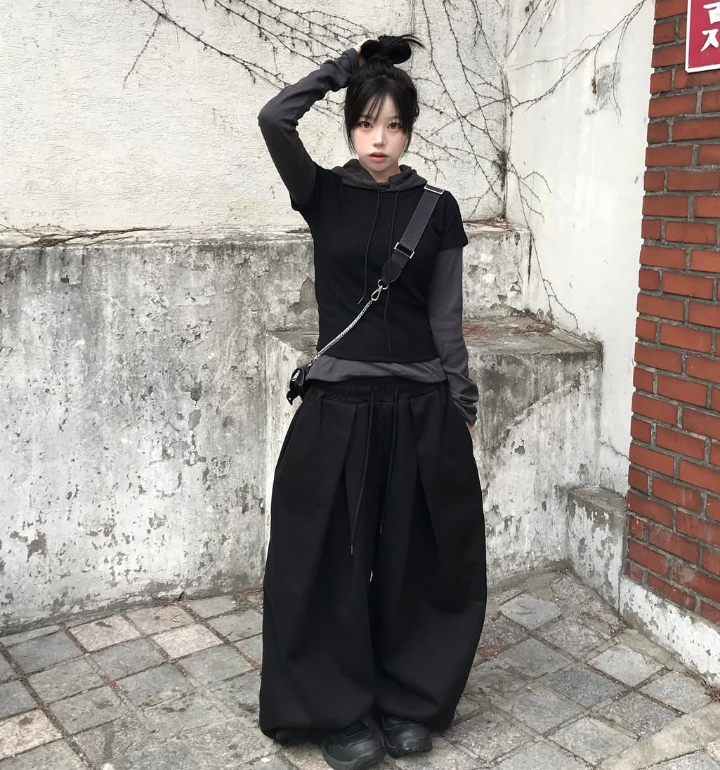 Pleated flowy sweatpants💜(棉褲版💜）